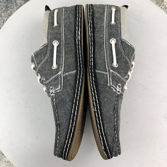 GBX Buckle Men's Size 9M Sesto II Black White Fabric Lace-Up Boat Shoes - Picture 7 of 11
